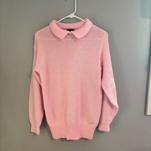 Memphis Jones Vintage Pink Knit Collared Pullover Sweater Women Size S